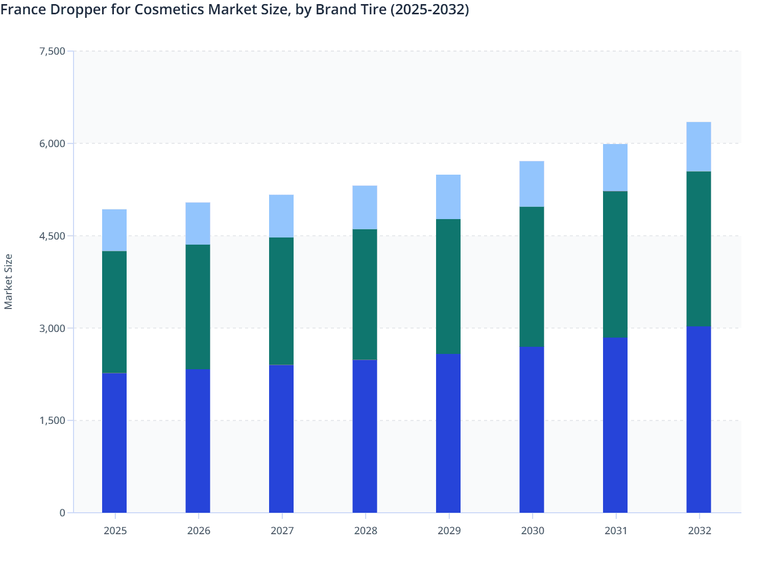 France Dropper for Cosmetics Market Size, by Brand Tire (2025-2032)