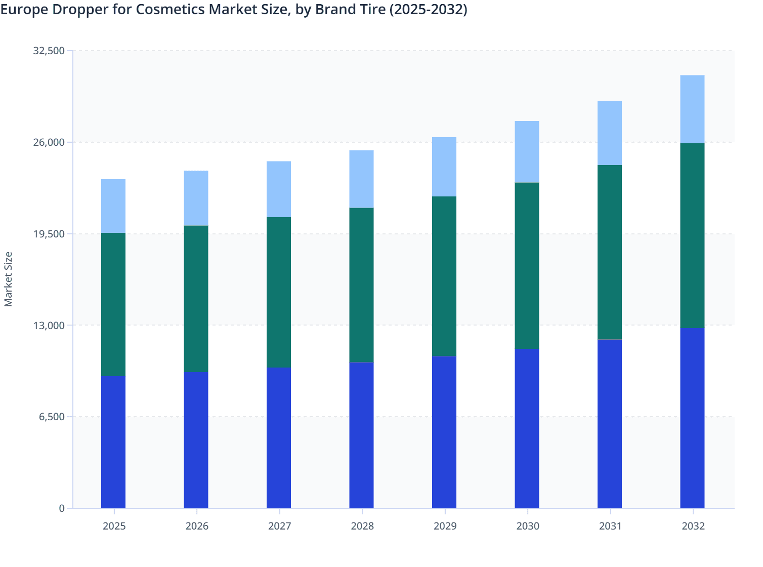 Europe Dropper for Cosmetics Market Size, by Brand Tire (2025-2032)