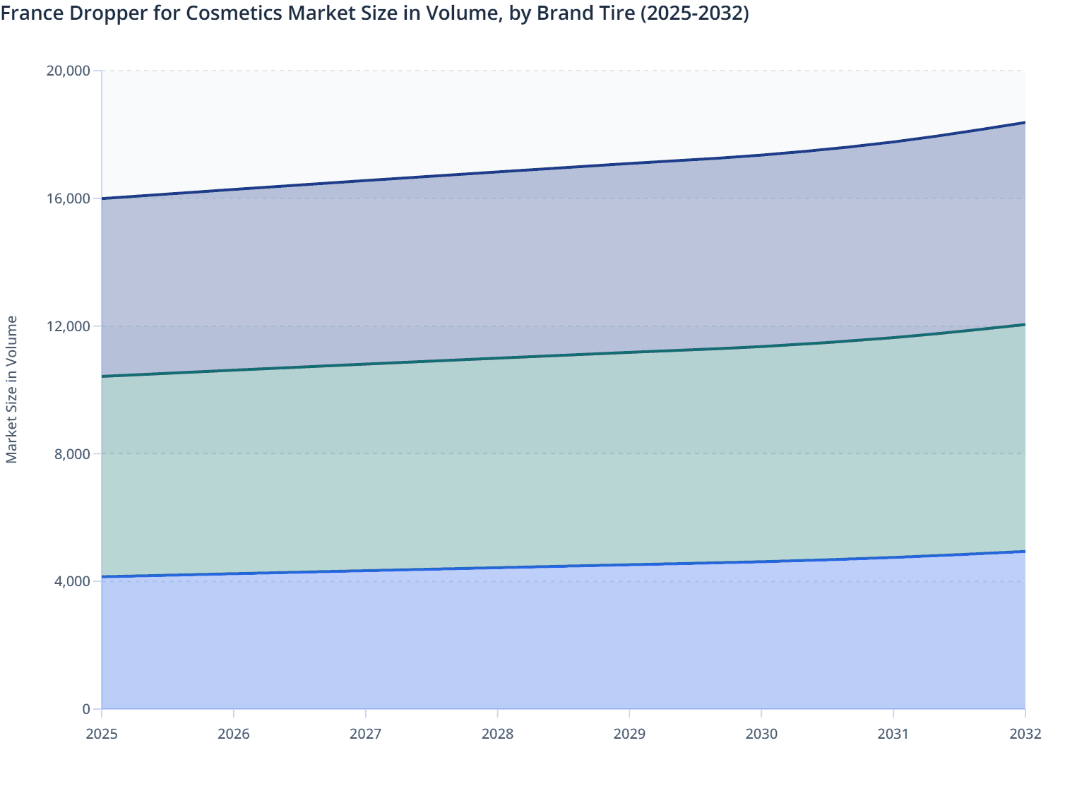 France Dropper for Cosmetics Market Size in Volume, by Brand Tire (2025-2032)