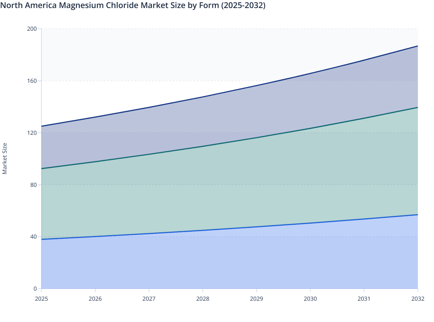 North America Magnesium Chloride Market Size by Form (2025-2032)