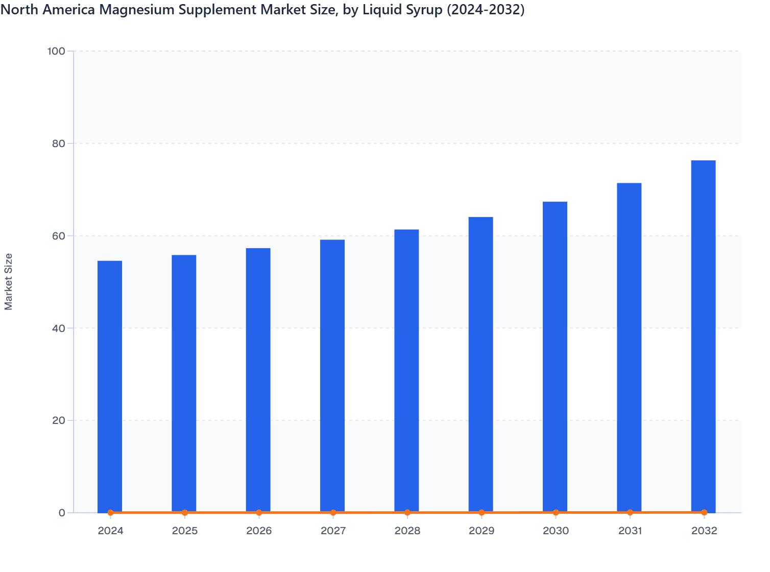 North America Magnesium Supplement Market Size, by Liquid Syrup (2024-2032)